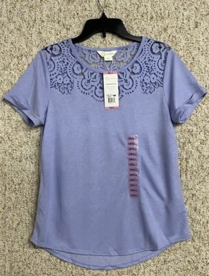 Wonder Lace Detail Shirt Women's size Small Top Blouse Light Orchid - Image 1 of 4