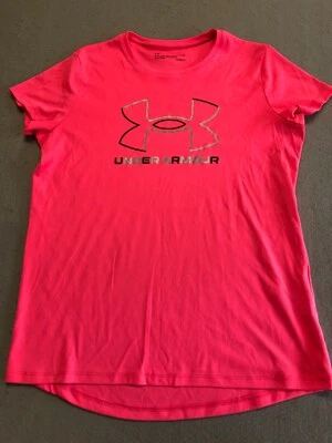 Under Armour T-Shirt Teen Girl's Extra Large Hot Pink Chest Logo Activewear Tee - Image 1 of 4