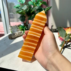 Torre en punta de calcita naranja 550 g miel piedra amarilla cristal curativo sexto - Imagen 1 de 7