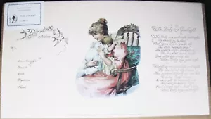 Baby Birth Certificate Poem Stone Lithograph Repo Victorian Antique Mother Child - Picture 1 of 7