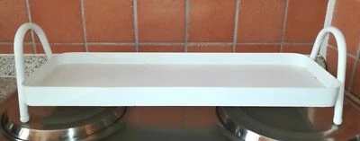 Schönes Deko Tablett in Weiß Metalltablett mit Tragegriffen mit Standfüßen *TOP* - Bild 1 von 4