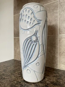Rare Clean 50’s Mid Century Shino Japanese Incised Fish Pottery Vase Retro - Picture 1 of 7