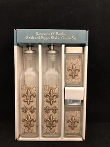 HIGHLAND INC DECORATIVE OIL BOTTLES  SALT & PEPPER SET - Picture 1 of 7
