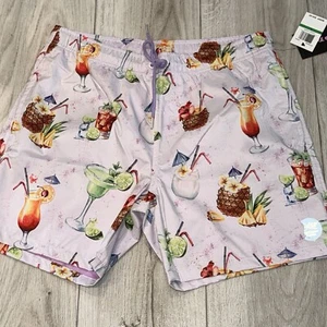 Psycho Tuna Tropical Cocktails Swim Trunks Men’s L Board Pool Party Shorts NWT - Picture 1 of 8