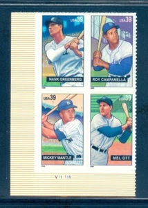 US 4080-4083 Baseball Sluggers, Plate # Block/4, Mint NH - Picture 1 of 1
