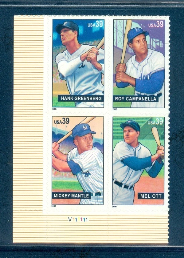 US 4080-4083 Baseball Sluggers, Plate # Block/4, Mint NH - Image 1 of 1