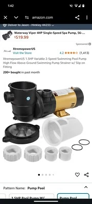  1.5HP Variable 2-Speed Swimming Pool Pump High Flow Above-Ground Pump Pool - Image 1 of 4