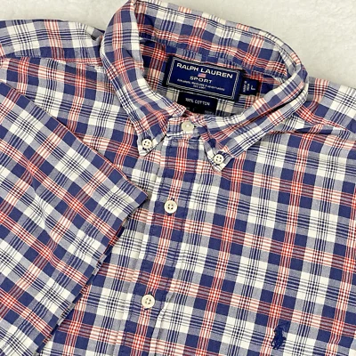 Рубашка на пуговицах мужская RALPH LAUREN большая клетчатая повседневная цветная спортивная опрятный пони - Изображение 1 из 4