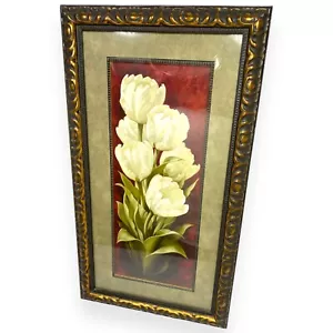 "Kunst Blumendruck von Igor Levashov - weiße Tulpen Gold Holzrahmen - 27"" x 15""" - Bild 1 von 10