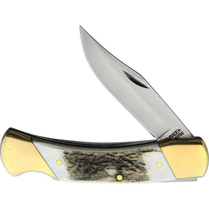 Schrade Stag Lockback Brown/white Folding Stainless Clip Point Pocket Knife 07 - Image 1 of 1