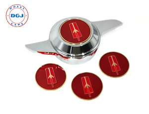 Oldsmobile Candy Red on Gold Lowrider Wire Wheel Metal Chips Emblems S2 - Picture 1 of 2