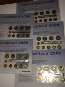 Deutsche Post Offizielle Kursmünzen Deutsche Mark 2000 ADFGJ Spiegelglanz 5x KMS