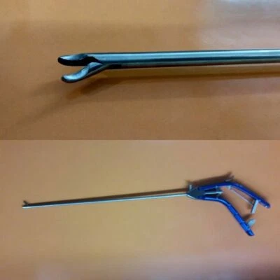 SS Laparoscopy Needle Holder Curved Left Jaw V Type 5mm Laparoscopic Instruments - Image 1 of 4