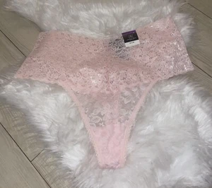INC International Concepts Thong String Panties Lace Womens XXL 2XL Pink New - Picture 1 of 4