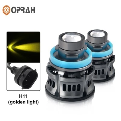2Pcs H11 LED Laser Headlight Bulb Automotive Projector Auto Fog Light Len Yellow - Изображение 1 из 4