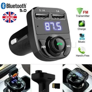 Car Wireless Bluetooth FM Transmitter MP3 Player USB Car Charger Adapter UK - Picture 1 of 7