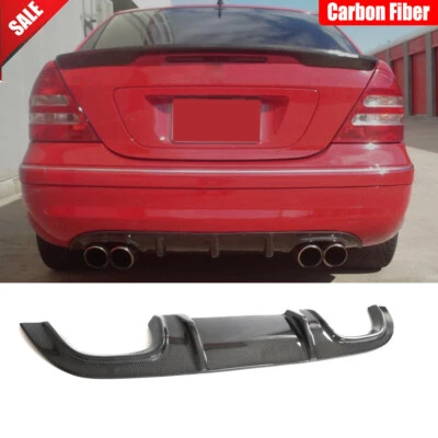 Labios difusores de parachoques trasero de fibra de carbono para Mercedes Benz W203 C55 C32 2005-2007 Foto 1 de 4
