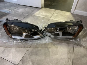 FIT VOLKSWAGEN GOLF 2014-2017 HEADLIGHTS HEAD LIGHTS LAMPS HALOGEN PAIR Oem - Picture 1 of 3