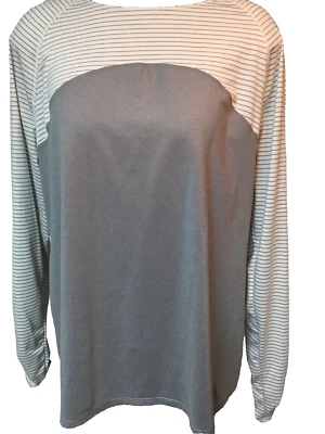 Top para mujer AVIA manga larga acanalada XL blanco/gris a rayas bloque de color Foto 1 de 4