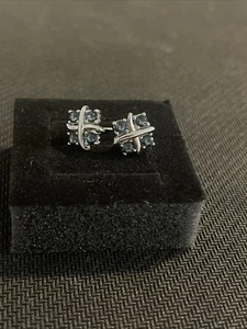 London Blue Topaz Earrings Sterling Silver 925 Needle And Copper Rest Of Earring - Picture 1 of 3