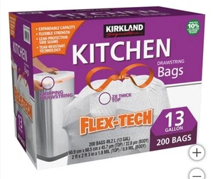 Kirkland Signature Flex-Tech 13-Gallon Kitchen Trash Bag, 200-count - Picture 1 of 2