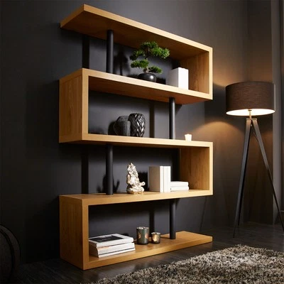 Design Regal SNAKE 165cm Eichenoptik Bücherregal mit fünf Böden Wohnzimmerregal - Bild 1 von 4