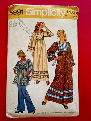 70’s Misses Maternity Caftan Muumuu Simplicity 5991 Sewing Pattern 10 *Read - Image 1 of 2