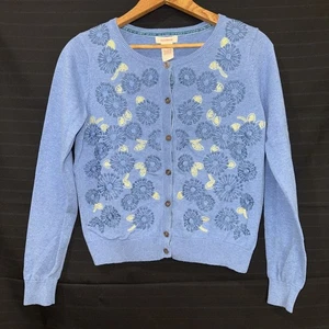 Cárdigan Suéter Sundance Mujer XS Floral Bordado Azul Flores Manga Larga - Imagen 1 de 8