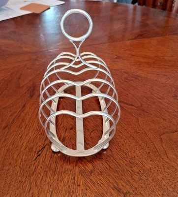 Pairpoint vintage Mfg. Estante para tostadas Co. de 6 rebanadas plateado soldado en forma de corazón Foto 1 de 4