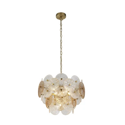 Lampadario Contemporaneo Wagon Acciaio Bronzo Vetro 5 Luci G9 - Immagine 1 di 4