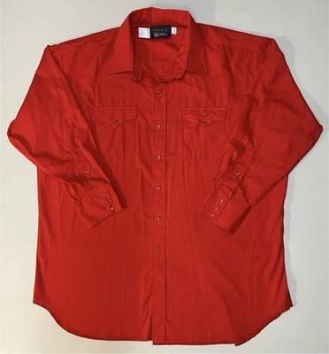 Camisa Western Vintage Panhandle Slim Tamanho 19-34 2XL Grande e Alta Pérola Vermelha Snap Excelente Estado Usado - Imagem 1 de 4