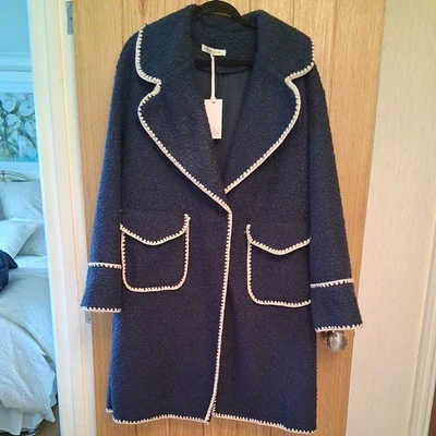 ROSE AND OLIVE NAV-OSPLUS -BNWTY BOUCLE COAT CREAM TRIM-REDUCED !!!! - Image 1 of 4