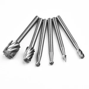 6Pcs HSS Router Drill Bits Kit Rotary Burrs Tool Wood Metal Carving Milling - Picture 1 of 12