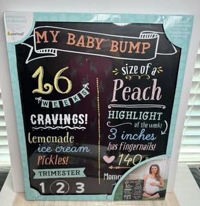 Hängende Kreidetafel Schwangerschaft Meilenstein | Beule Update | 23 Zoll x 18 Zoll x 1 Zoll NEU - Bild 1 von 5