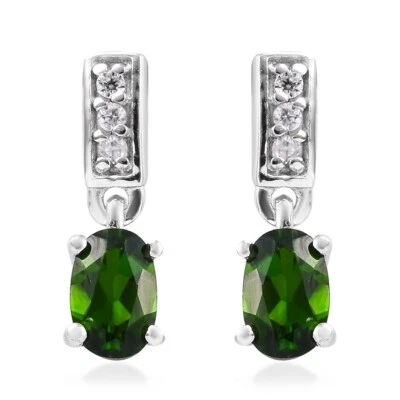 Pendientes de diopsido cromados en platino sobre plata de ley 1,20 quilates Foto 1 de 4