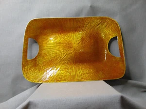 Vintage Sun Ray Patterned Amber Enameled Aluminum Tray - Picture 1 of 13