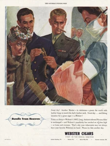 Webster Cigars 1945: paquete del cielo anuncio impreso vintage - Imagen 1 de 1