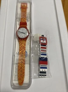 New Swiss Swatch SEA BARCODE Silicone Multicolor Day-Date Watch GR712 - Picture 1 of 6