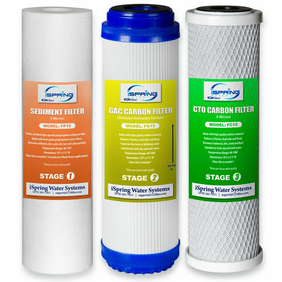 3 x Home RO Reverse Osmosis Replacement Water Filter Replacement Set Pre Filter - Image 1 of 4
