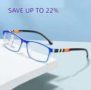 Men Women Anti Blue Light Progressive Multifocus Square Classic Reading Glasses - Picture 1 of 26