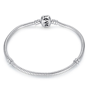Trendy Chic Silver Plated Fashion Snake Chain Bracelet 3mm fit European Beads