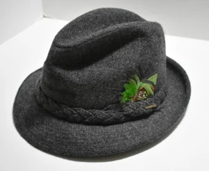 Hat Cap Stetson Fedora Trilby Gray Tweed Wool 7 Retro 60s 70s - Picture 1 of 11