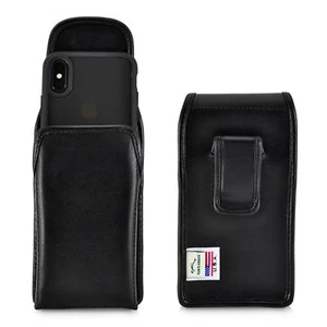 iPhone 11 Pro, XS & X Belt Case Vertical Black Leather Executive Clip - Picture 1 of 12