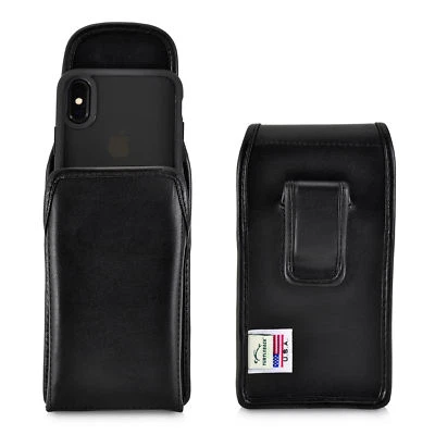 iPhone 11 Pro, XS & X Belt Case Vertical Black Leather Executive Clip - Image 1 of 4