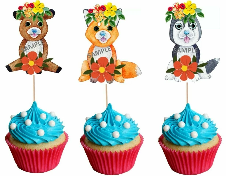 12 ANIMALES DEL BOSQUE INSPIRADOS CUPCAKES TOPPERS PICKS l MUCHOS DISEÑOS DISPONIBLES Foto 1 de 1