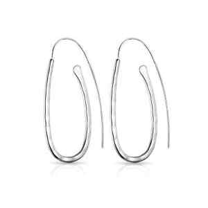 Sterling Silver Hammered Hoop Earrings by Philip Jones