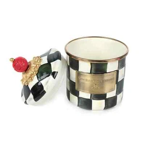MacKenzie-Childs Nuevo con Etiquetas Courtly Check Bote de Esmalte DEMI 4"" Dia, 3,75""H - Imagen 1 de 5