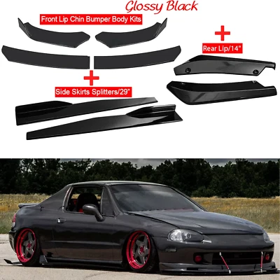 For Honda Civic Del Sol Front Bumper Lip Spoiler Body Kit Side Skirt Rear - Imagem 1 de 4
