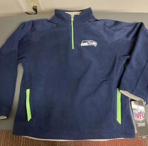  NFL TEAM APPARAL Football Youth Boys Seattle Seahawks 1/4 Zip Performance Top 7 - Picture 1 of 7