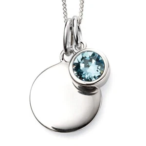 Engravable Solitaire Aquamarine Pendant and Earrings Set Solid Sterling Silver - Picture 1 of 4